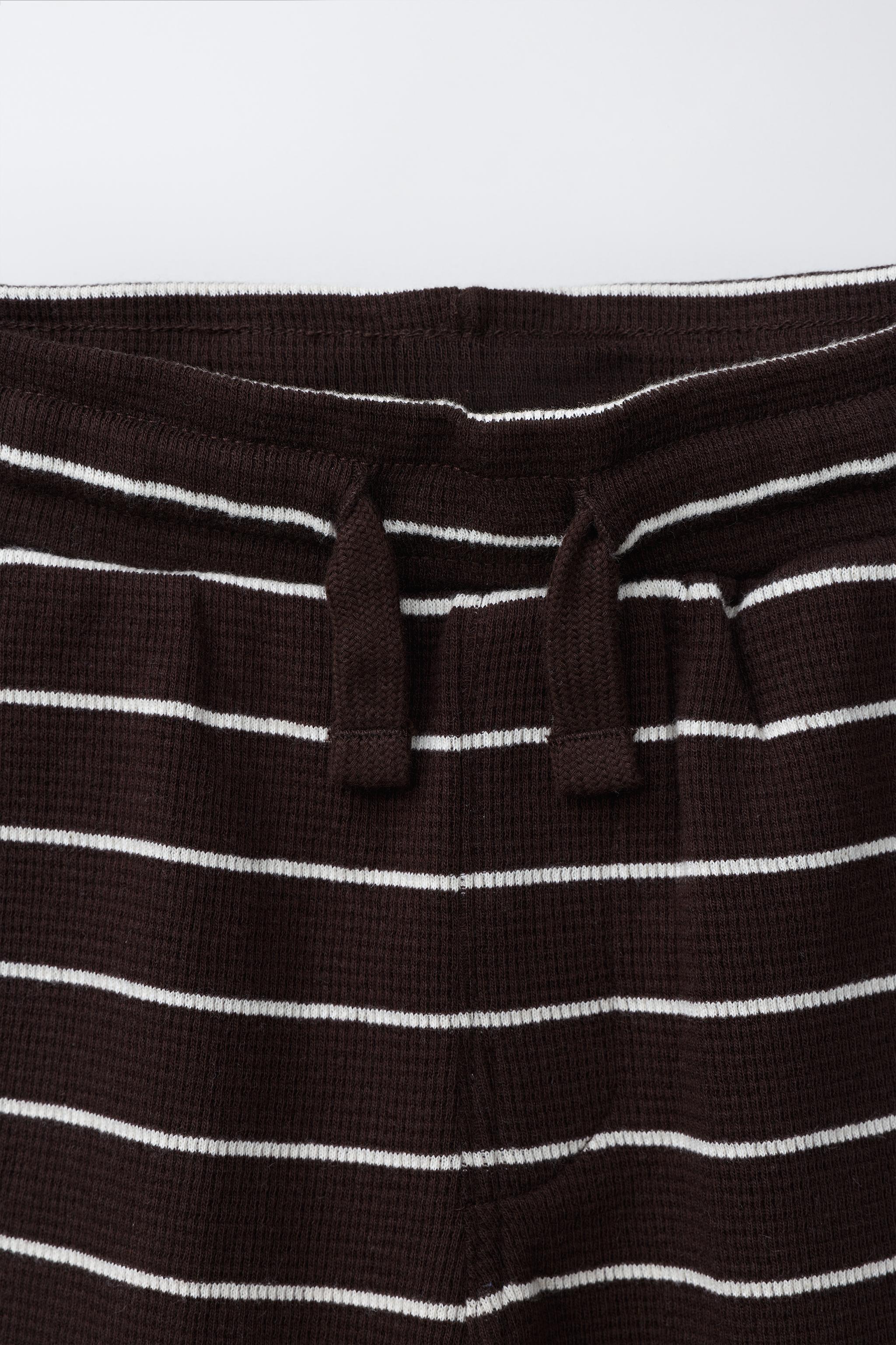 STRIPED WAFFLE SHIRT AND BERMUDA SET